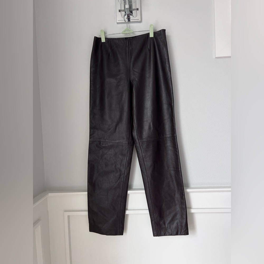 Dana Buchman dark brown leather pants size 8.